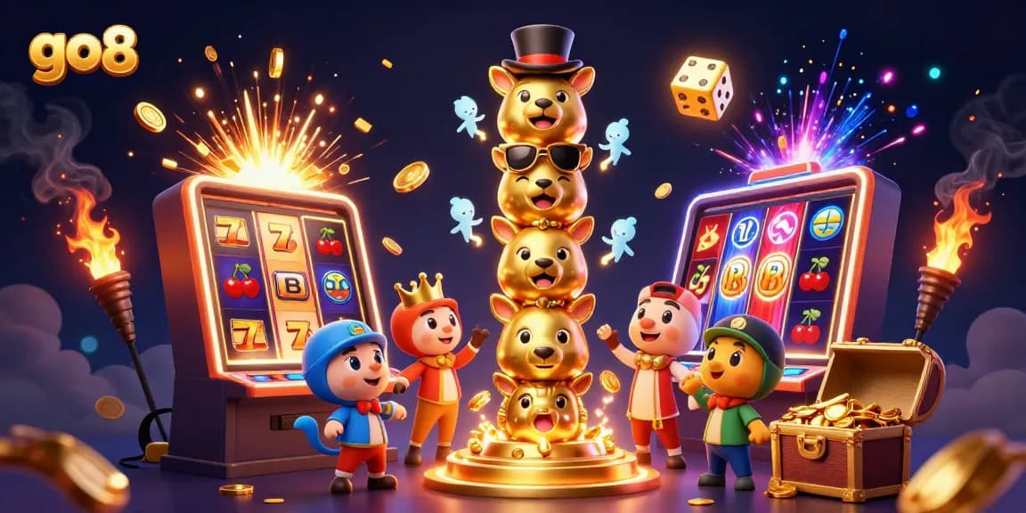 Experience excitement with go8's dynamic casino gameplay in a colorful, engaging 3D scene.
