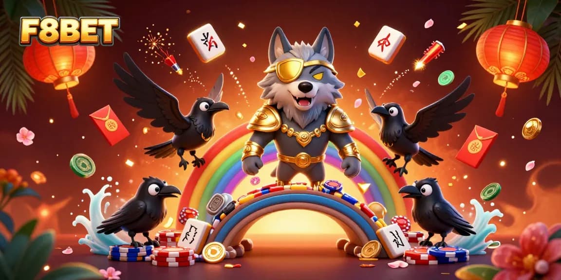 Experience the excitement at F8BET with fantastical characters in a vibrant casino scene.