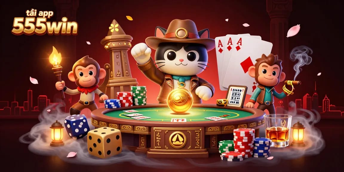 Experience the thrill of tải app 555win in a dynamic casino scene with vibrant characters and rich details.