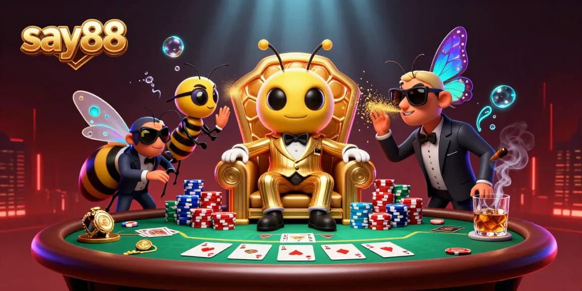 Experience thrilling gameplay at say88 with a dynamic atmosphere of poker, chips, and flashy animations.