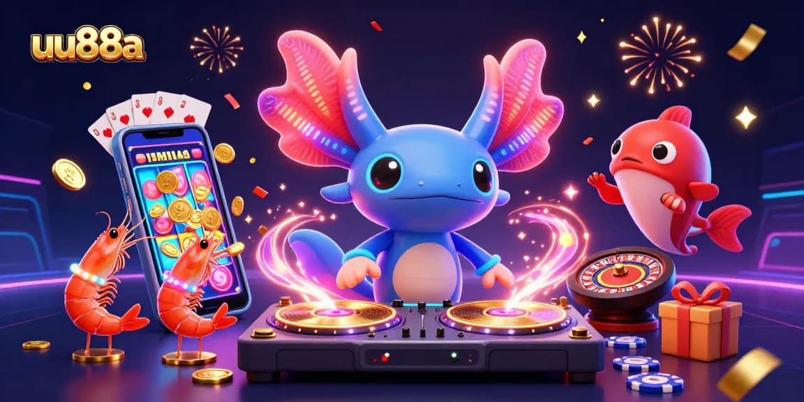 Experience exciting gaming action with uu88a featuring fun characters and vibrant casino elements.
