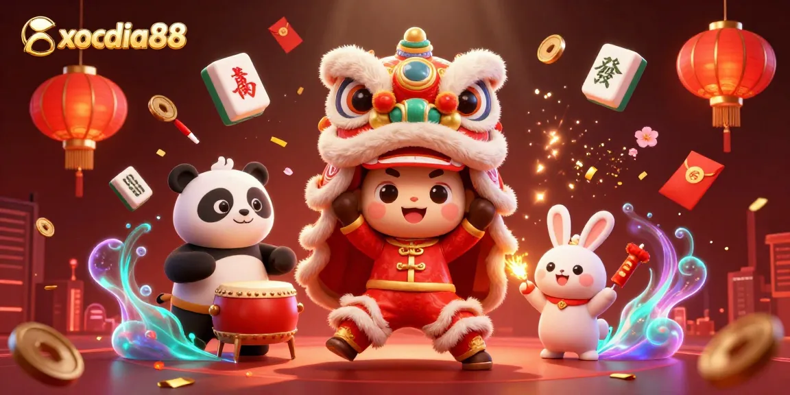 Experience the excitement of xocdia88 with vibrant characters and dazzling decorations in a dynamic casino scene.