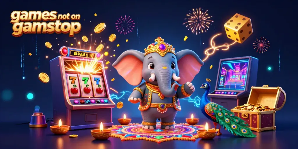 Experience vibrant gaming with games not on gamstop featuring lively elephants and bursting jackpots.