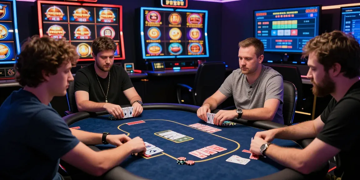 Players engaged in thrilling slot poker game online, showcasing immersive gaming atmosphere.