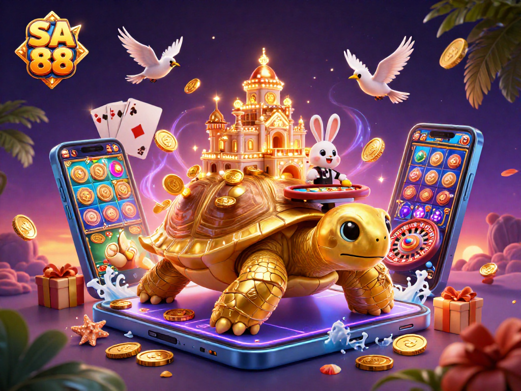 Engage in exciting gameplay at SA 88, where golden tortoise and rabbit dealer bring luck with vibrant casino elements.