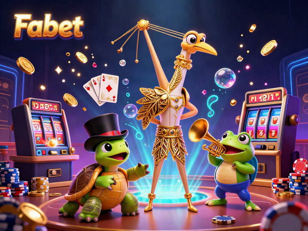 Fabet showcases vibrant gaming action with cascading treasures in an enchanting 3D illustration.