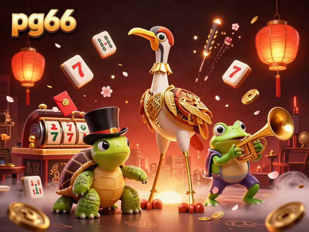 Engage with pg66's thrilling slots scene featuring dynamic characters and vibrant casino elements.