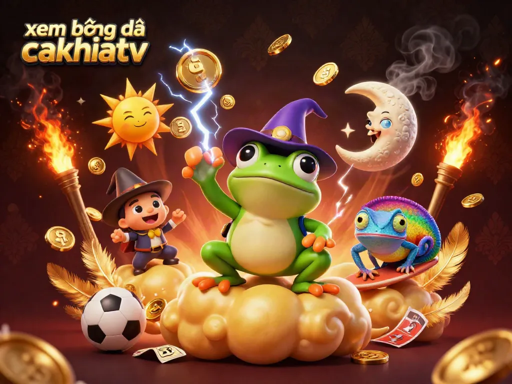 Experience xem bóng đá cakhiatv with a vibrant scene of sports betting excitement and animated characters.