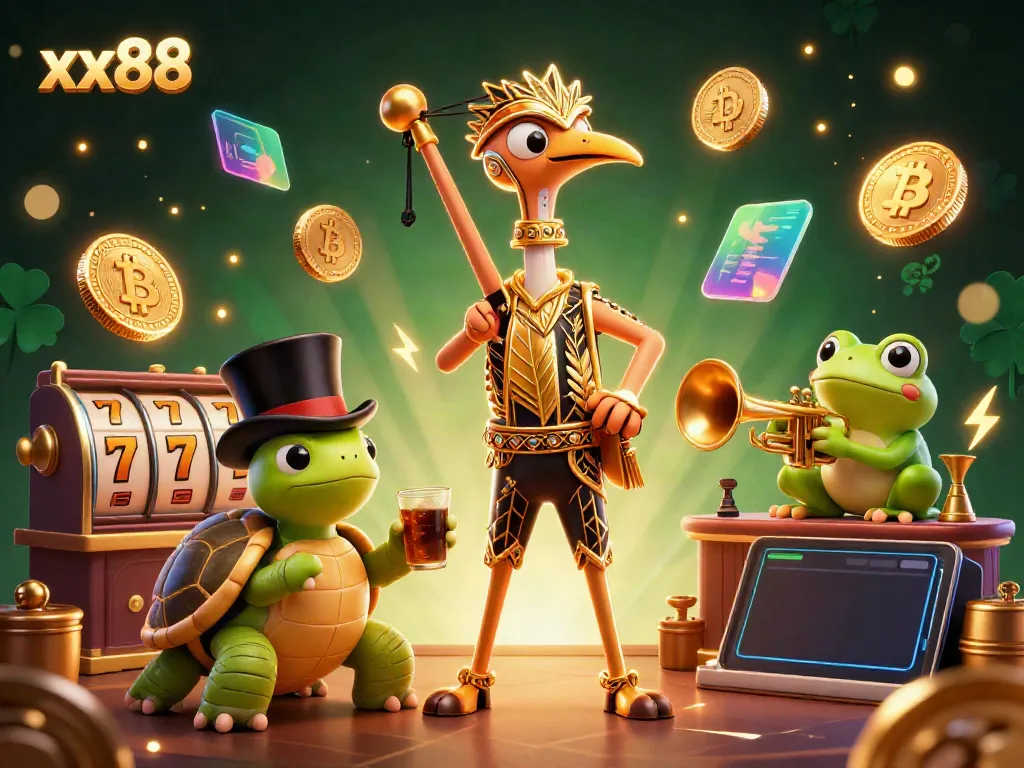 Experience winning strategies at xx88 with vibrant casino elements and animated characters in a dynamic scene.