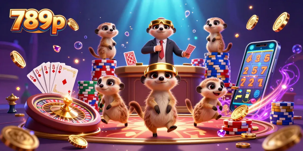 Experience the vibrant 789p casino adventure with meerkats engaging in thrilling gambling activities amid floating golden coins.