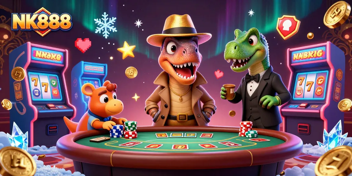 Uncover strategic betting tips with NK888 at a vibrant casino scene.