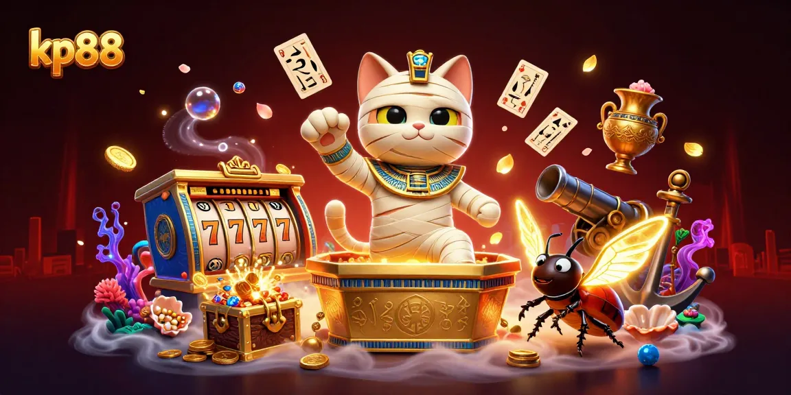 Experience thrilling games at kp88 casino featuring an Egyptian mummy cat and exciting gold treasures