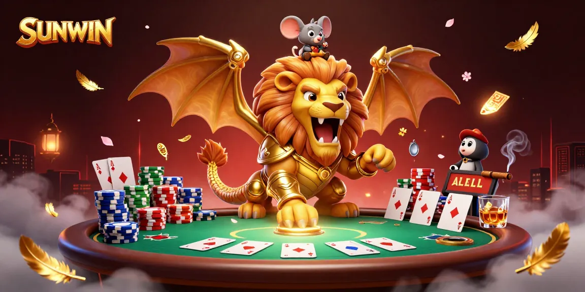 SUNWIN players experiencing golden triumph with casino elements in an engaging 3D illustration.