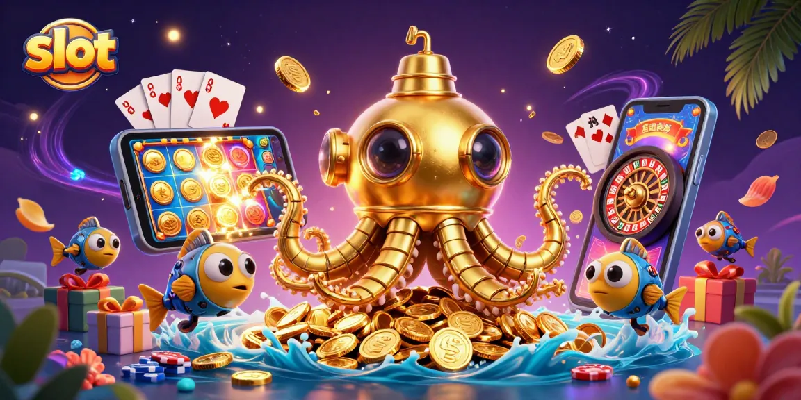 Spin and win with vibrant slot action featuring a kraken and golden coins.