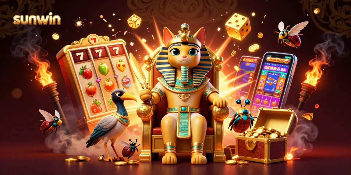 Experience the excitement at sunwin with an Egyptian pharaoh cat and a jackpot explosion of casino games.