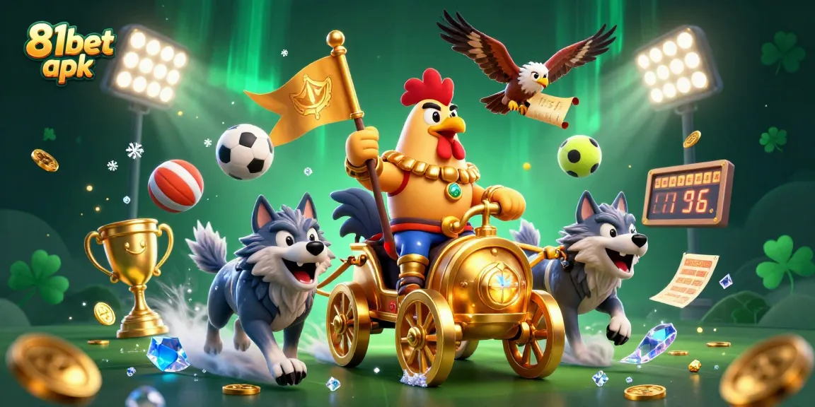 Betting fun with 81bet apk featuring an epic 3D scene filled with sports and casino elements