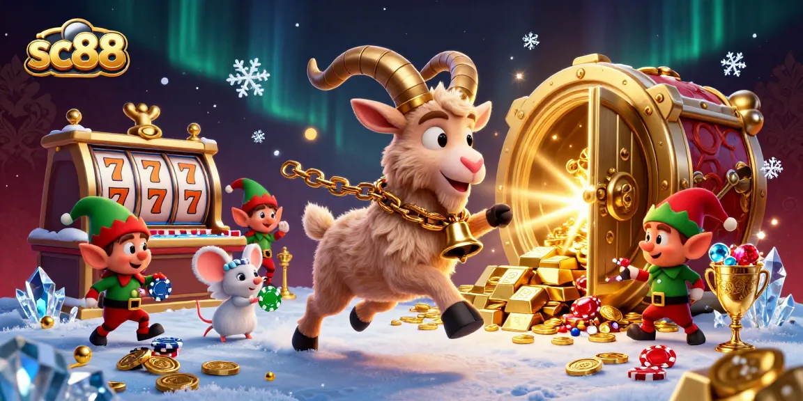 Engage with sc88's thrilling casino scene featuring festive spirits and playful chaos amidst golden treasures.