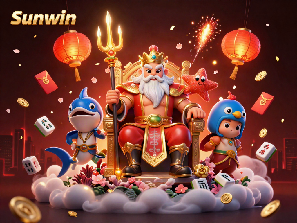Experience thrilling moments at Sunwin with vibrant characters in a lively casino atmosphere.