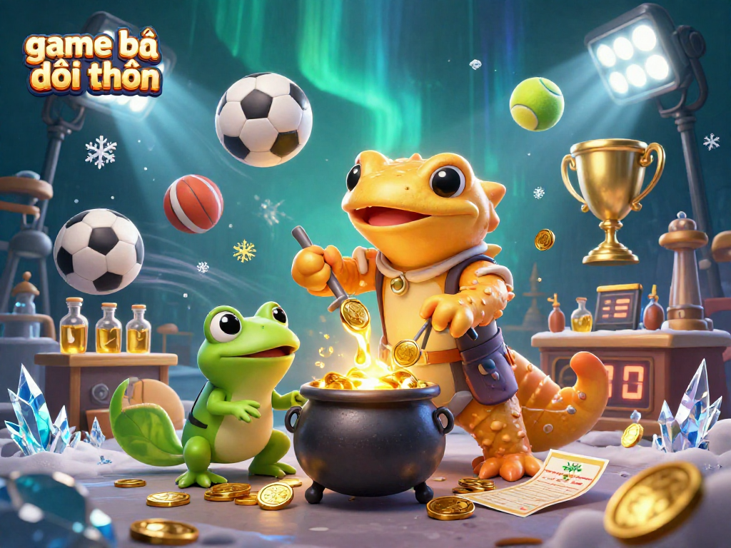 Experience game bài đổi thưởng immersion with a vibrant 3D illustration depicting a magical alchemist scene.