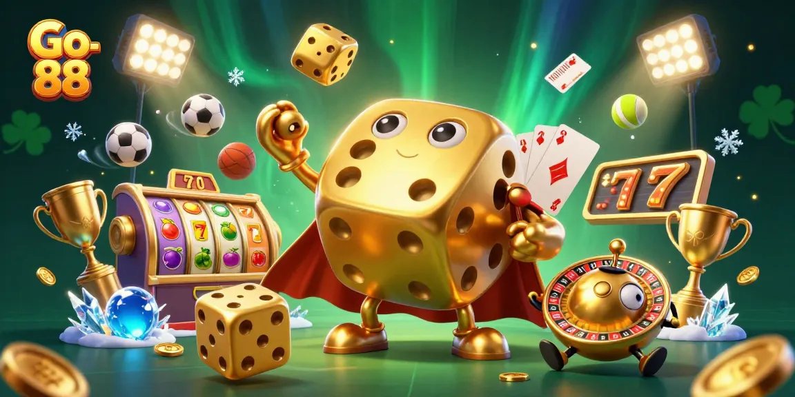 Engage with Go 88, featuring a dynamic golden dice golem and captivating slot elements.