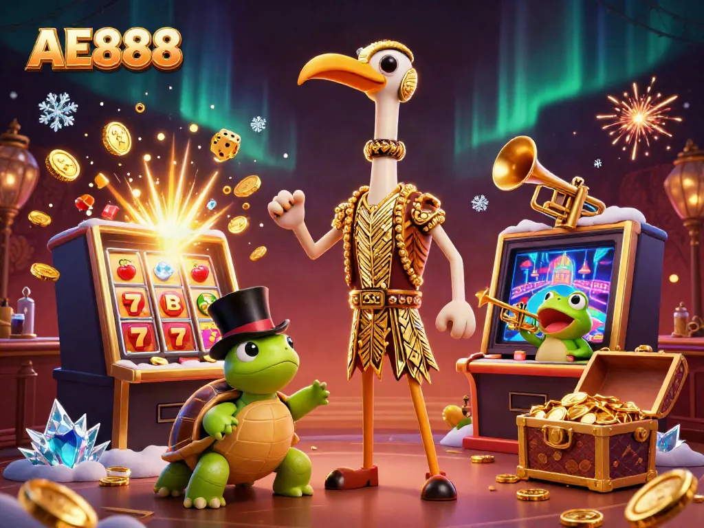 Experience the vibrant AE888 casino world with energetic characters and thrilling game elements.