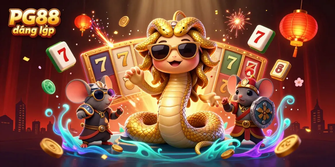 Experience PG88 đăng nhập with a vibrant, dynamic 3D casino-themed illustration featuring Medusa and magical casino elements.