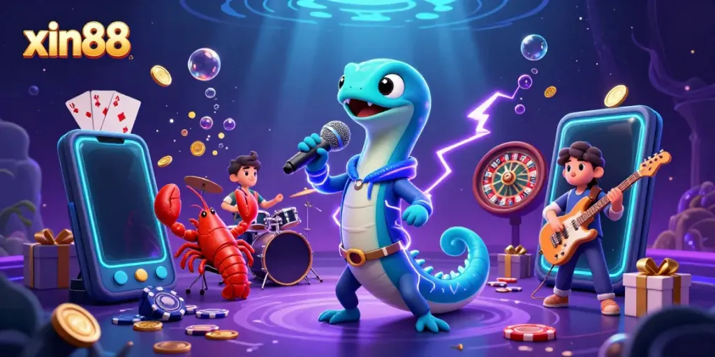 Experience thrilling entertainment at xin88, featuring a DJ electric eel, lobster drummer, and seahorse guitarist in an underwater casino.
