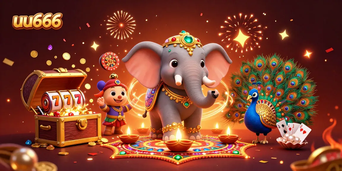 Engage in thrilling slots and jackpots at uu666 with stunning 3D elephant and casino elements.