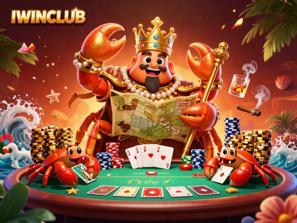 Join the excitement of IWINCLUB with this vibrant casino-themed illustration full of action!