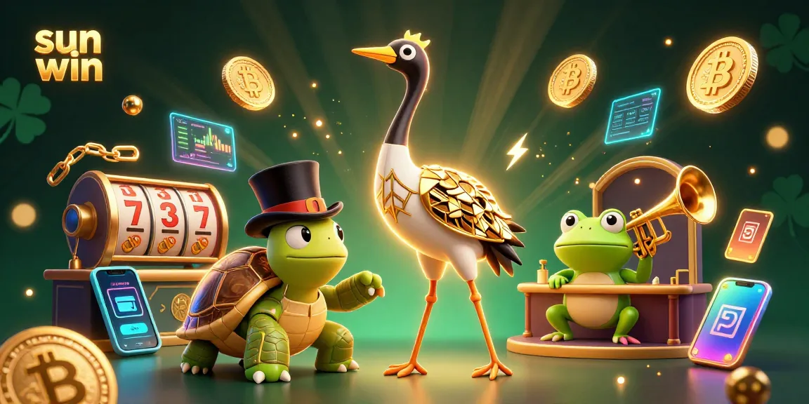 Experience the thrilling world of sun win slots, featuring vibrant characters and jackpot reels amidst a lively casino atmosphere.
