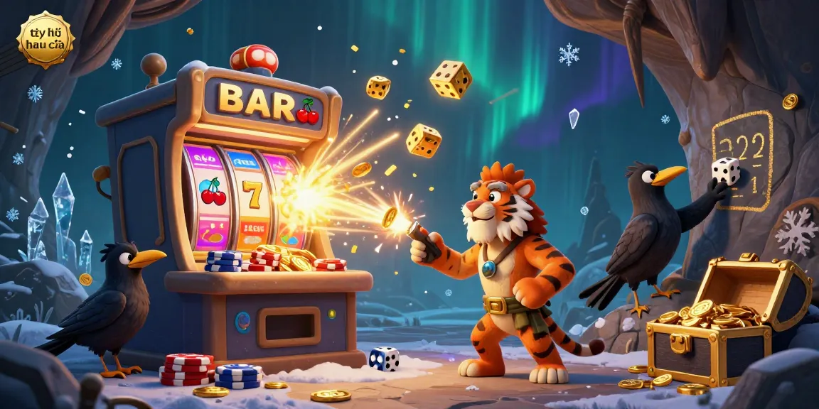 Experience the vibrant scene of tỷ lệ nhà cái with caveman and sabertooth duo in a prehistoric casino, showcasing thrilling gaming action and rich visuals.