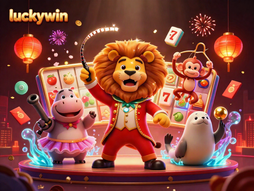 Experience exciting slots at luckywin with vibrant characters and casino elements.
