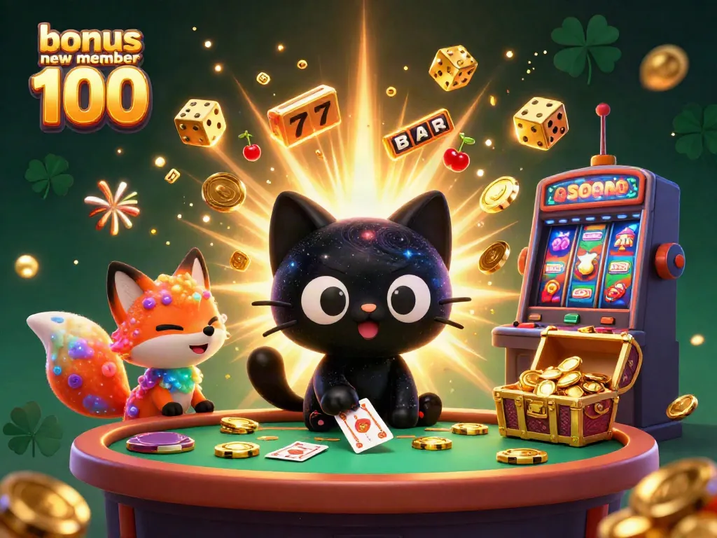 Experience the excitement of gaming with bonus new member 100 at a vibrant cosmic casino featuring unique characters and jackpot elements.