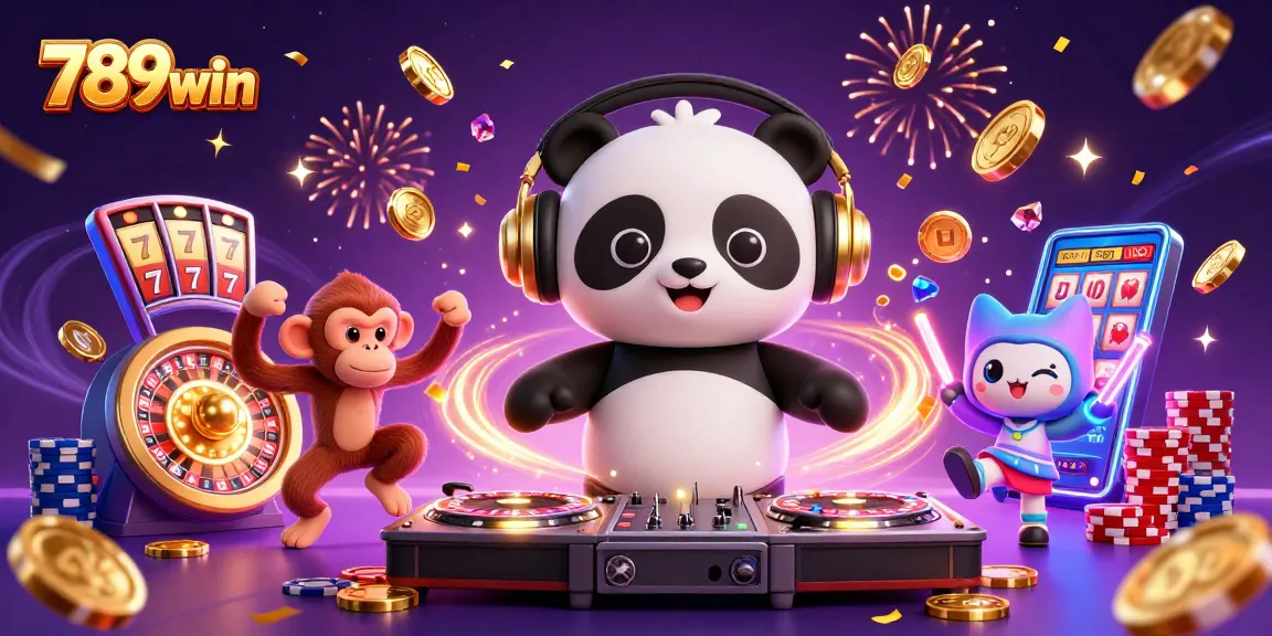 Experience the thrill of 789win with a colorful 3D casino scene featuring vibrant characters and exciting gaming elements.