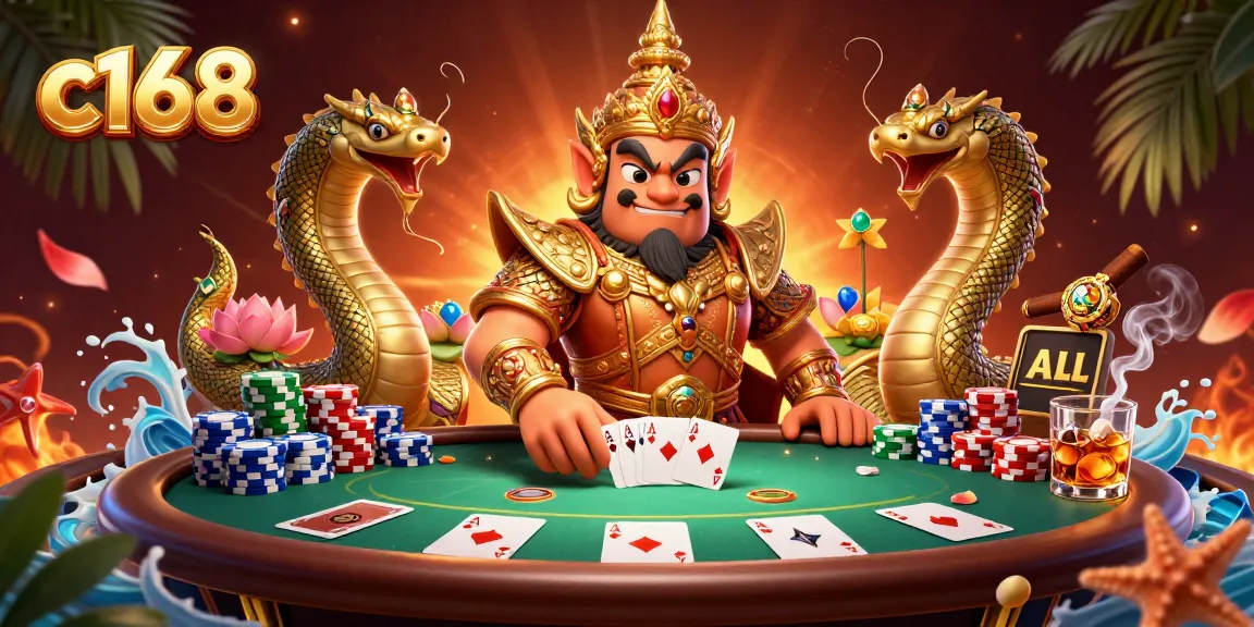 Engage in thrilling poker action at c168 with vibrant characters and lavish casino elements.