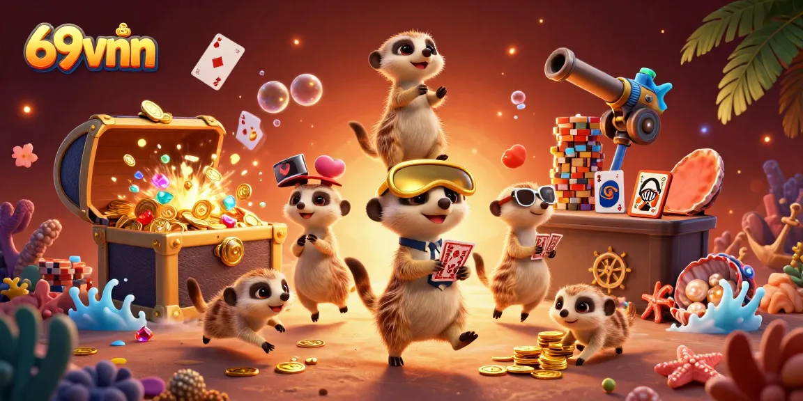 Play dynamic casino games at 69vnn with meerkats in a vibrant underwater setting.