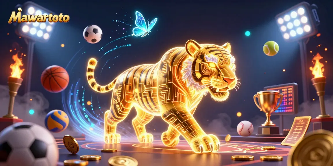 Mawartoto showcases thrilling sports betting action with vibrant 3D characters and dynamic sports elements.