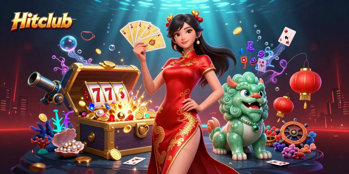 Hitclub showcases a beautiful 3D scene with a woman in traditional attire, symbolizing exciting gambling.