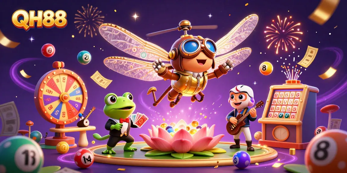Experience the excitement of QH88 with vibrant characters and dynamic casino elements in this engaging scene.