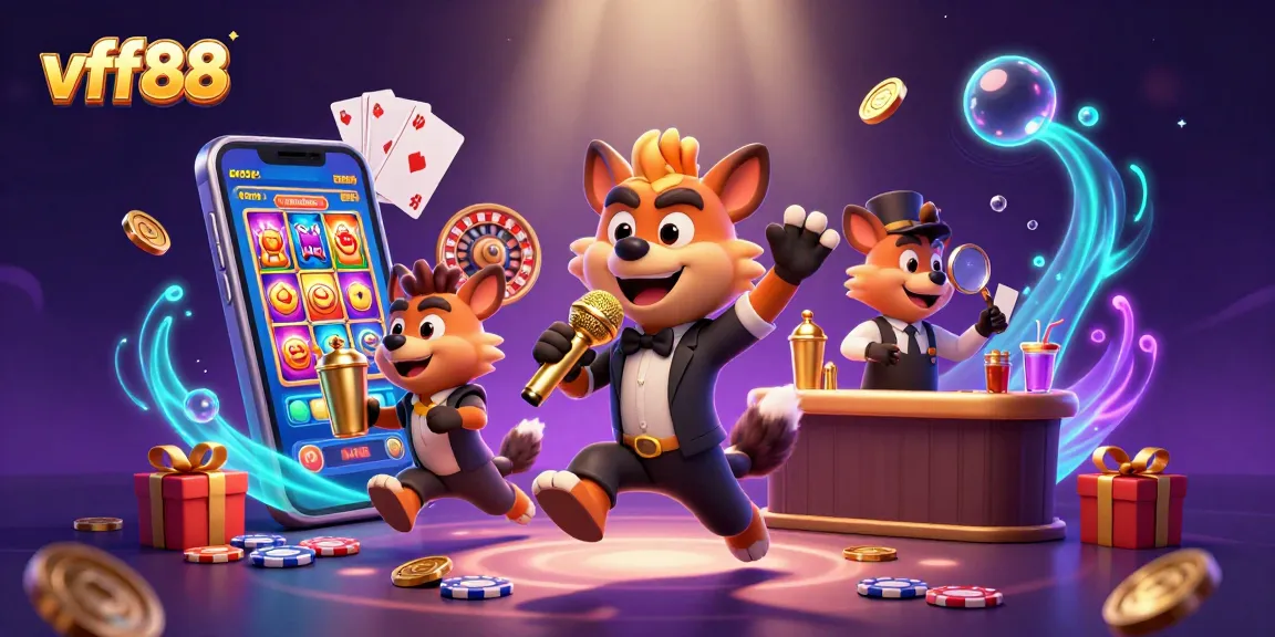Join the fun at vff88, featuring hyenas in a comedy casino with slots and drinks!