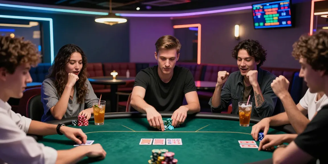 Exciting scene of players engaging in poker while enjoying their gaming experience, emphasizing Login Domino88 within a vibrant gaming lounge.