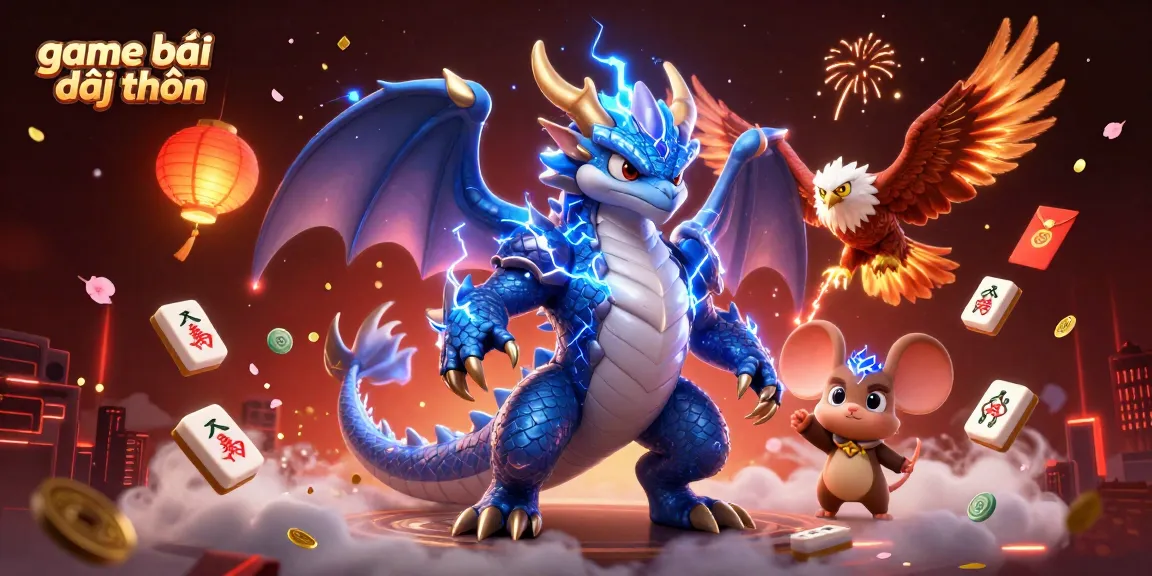 Experience the excitement of game bài đổi thưởng with dynamic characters and casino elements in an engaging illustration.