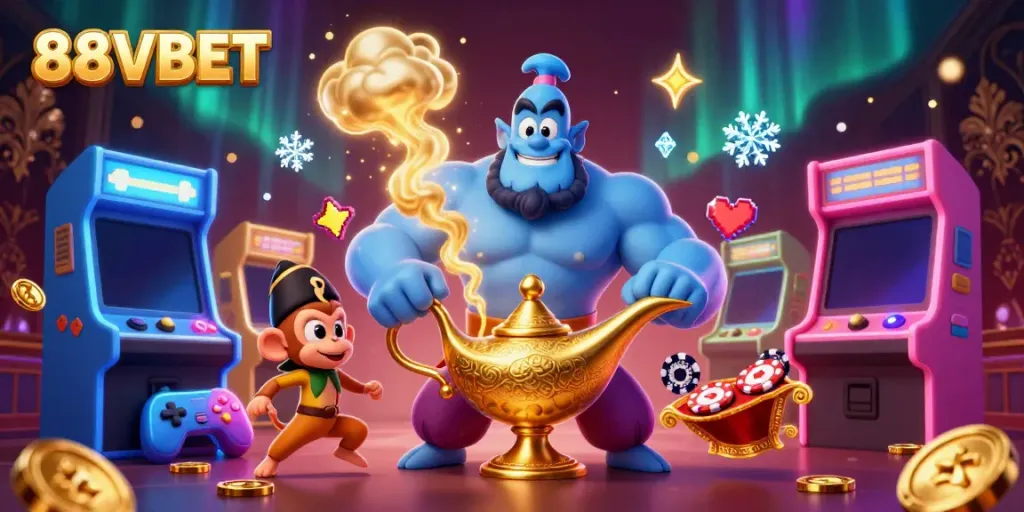 Play vibrant casino games with 88VBET featuring a genie, monkey, and thrilling rewards.