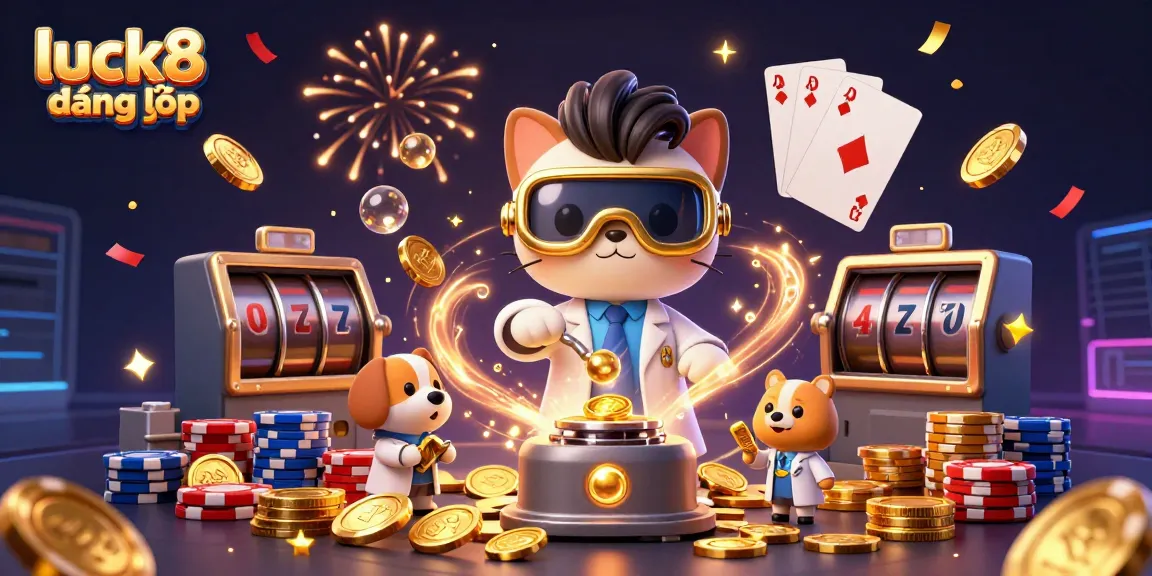 Engage with luck8 đăng nhập as vibrant 3D characters create a magical coin-replication machine.