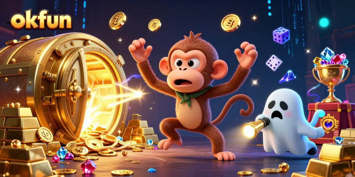 Engage in the thrilling world of okfun with a mischievous poltergeist monkey and a ghost-hunter puppy in a haunted casino!