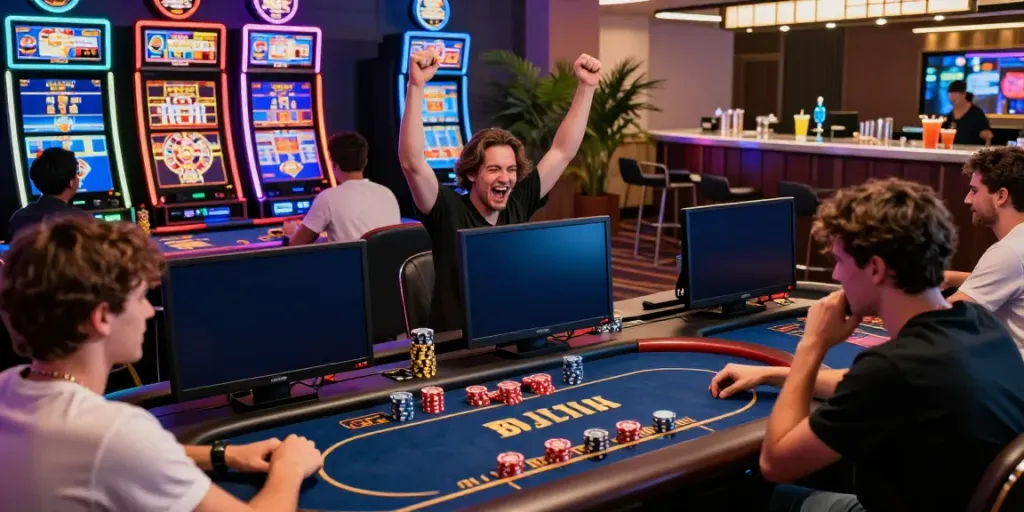 Engaged players enjoying a vibrant online gaming experience at 9bet casino.