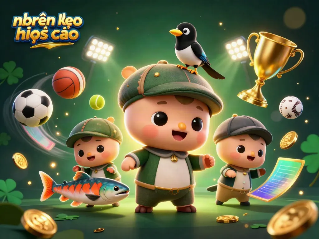 Enhance your betting strategies with nhận định kèo nhà cái showcasing dynamic sports elements and playful characters.