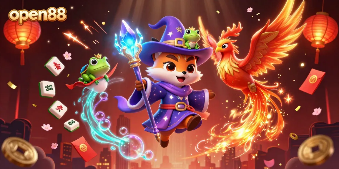 Engage with the thrilling world of open88 through this enchanting 3D casino illustration full of vibrant magical elements.