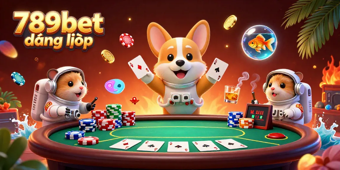 Engage with 789bet đăng nhập in a floating casino scene featuring vibrant 3D characters and casino elements.