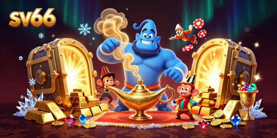 Engage in sv66 online gambling with the vibrant genie scene and treasure-filled gambling themes.